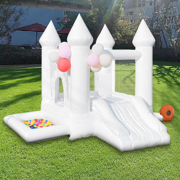 Connsann 13' X 8' White Bounce House With Slide & Ball Pit & Air Blower